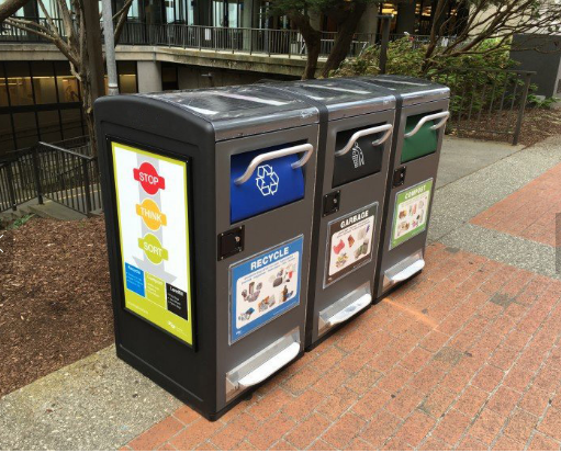 Рекламирующ мусорное ведро trashbin большое на открытом воздухе для умного города заново конструировал умные мусорные ведра